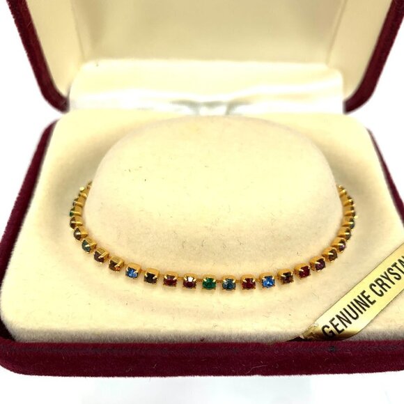 Amanda Smith Crystal Tennis Bracelet - Multi/Gold, 6"L/3" Diameter - Picture 2 of 6